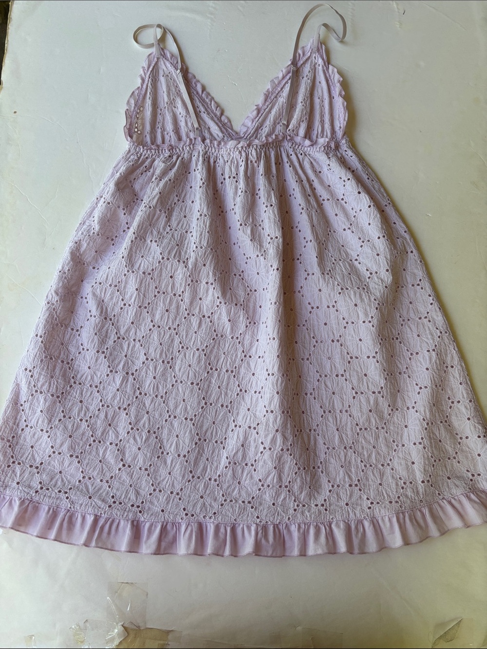 Vintage Y2K Victoria’s Secret Angel Eyelet Babydoll Cotton Mini Dress Slip Lilac - Picture 5 of 17